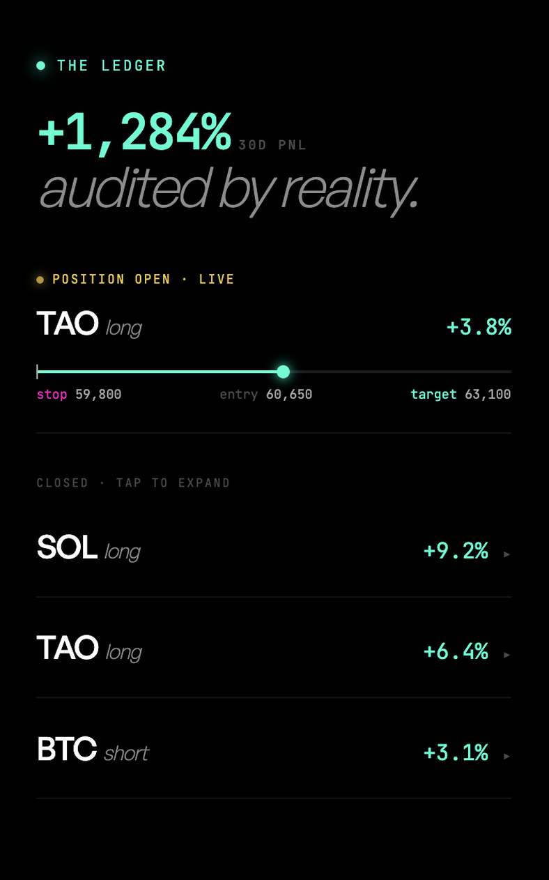 τao/minal Telegram Mini app — live ledger